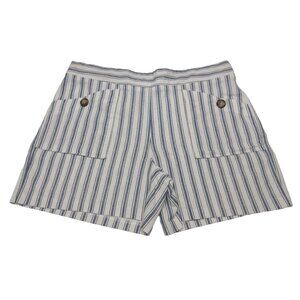 New‎ York Clothing Co women's 5" railroad stripe linen blend coastal shorts 12